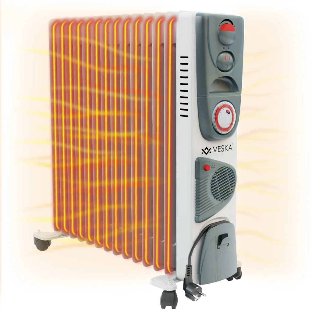 Ölradiator 2900W Elektro Heizkörper mit 13 Rippen Öl Radiator Mobile Elektroheizung mit 24h Timer, Heizung, Heizlüfter, Thermostatregler, Abschaltautomatik, Überhitzungsschutz 2500/2900 Watt